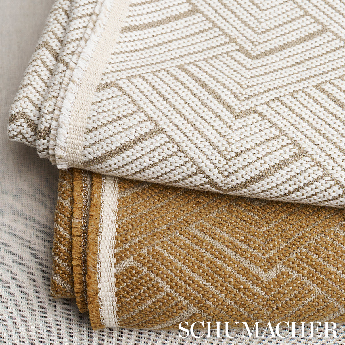 Schumacher Minna Heavyweight Linen Ivory Fabric - Eade's Wallpaper