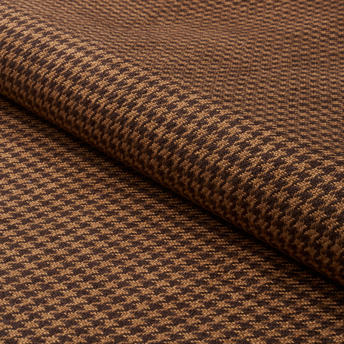 Schumacher Lotti Linen Houndstooth Brown Fabric - Eade's Wallpaper