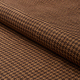 Schumacher Lotti Linen Houndstooth Brown Fabric - Eade's Wallpaper