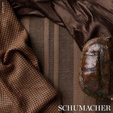 Schumacher Lotti Linen Houndstooth Brown Fabric - Eade's Wallpaper