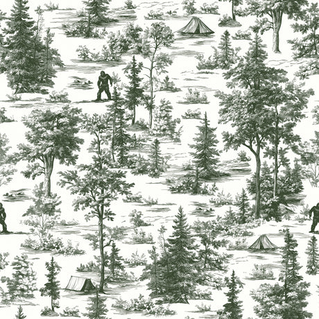Veer Decor Bigfoot Novelty Toile Green Peel and Stick Wallpa