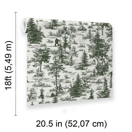 Veer Decor Bigfoot Novelty Toile Green Peel and Stick Wallpa