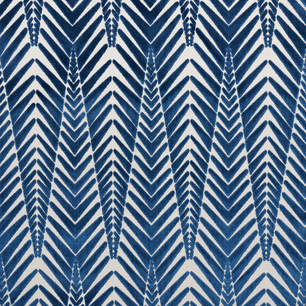 Schumacher Zebra Velvet Silver Blue Fabric - Eade's Wallpaper