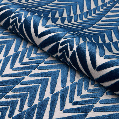 Schumacher Zebra Velvet Silver Blue Fabric - Eade's Wallpaper