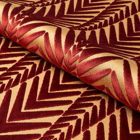 Schumacher Zebra Velvet Gold Plum Fabric - Eade's Wallpaper