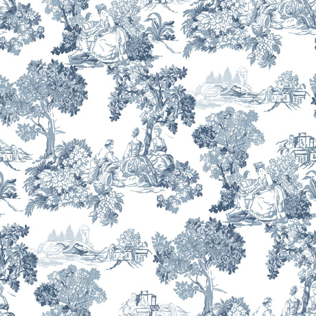 Galerie Blooming Garden Toile Blue Wallpaper 8342