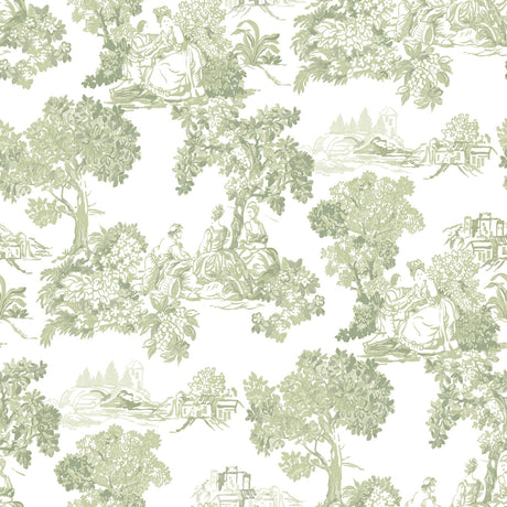 Galerie Blooming Garden Toile Green Wallpaper 8344
