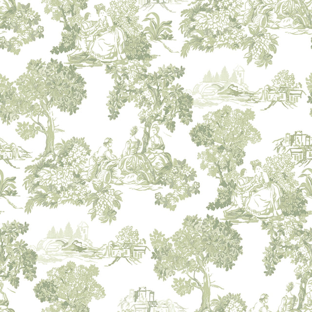 Galerie Blooming Garden Toile Green Wallpaper 8344