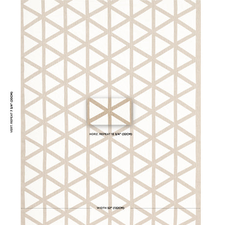 Schumacher Tipton Appliqué Flax Fabric - Eade's Wallpaper