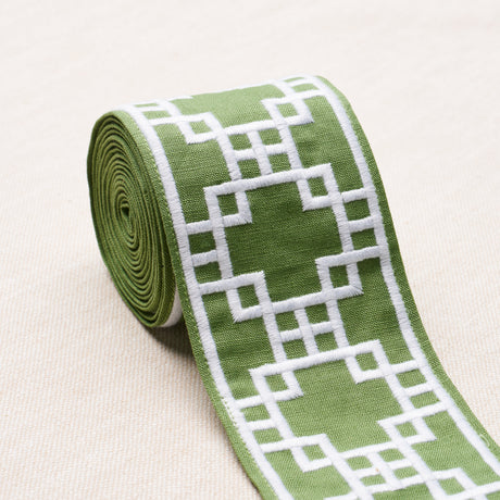 Schumacher 83590 SQUARED AWAY TRELLIS TAPE in GREEN Trim - S