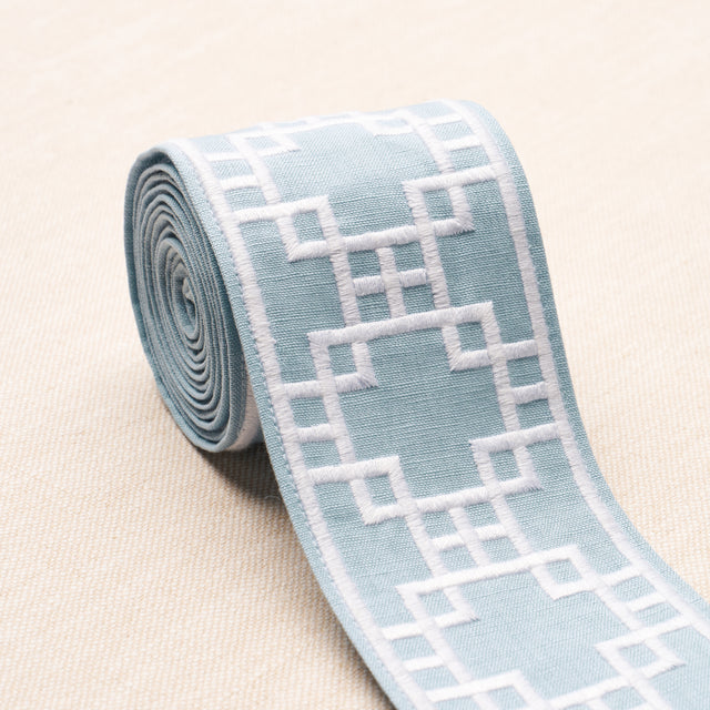 Schumacher 83591 SQUARED AWAY TRELLIS TAPE in SKY Trim - STA
