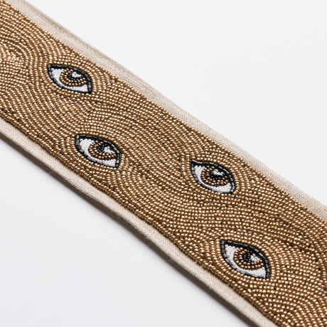 Schumacher 83620 MIND'S EYE BEADED TAPE in BROWN & GOLD Trim