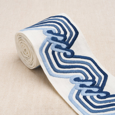 Schumacher 83630 THE TWIST EMBROIDERED TAPE in BLUE Trim - S
