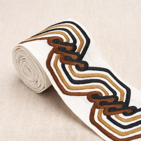 Schumacher 83632 THE TWIST EMBROIDERED TAPE in BROWN Trim - 