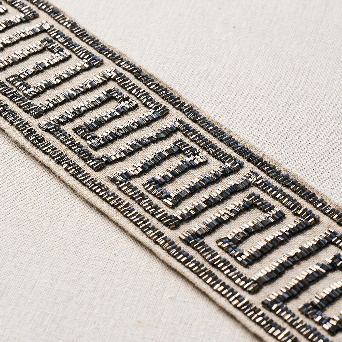 Schumacher 83640 DELPHI BEADED TAPE in MERCURY ON NATURAL Tr