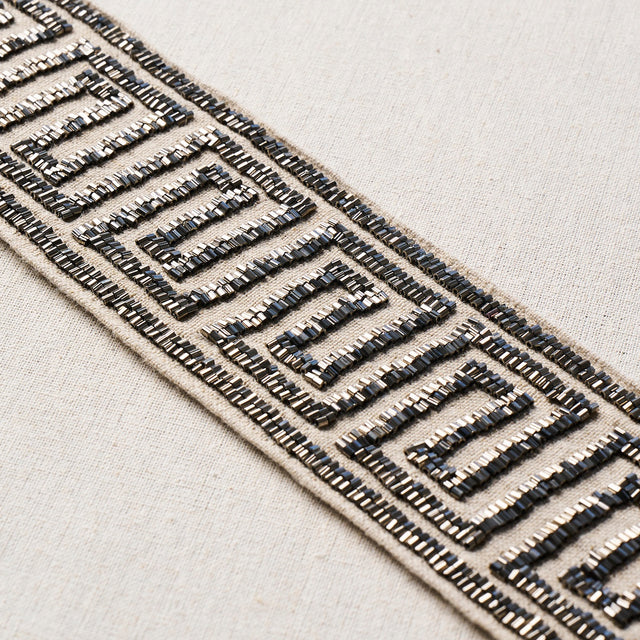 Schumacher 83640 DELPHI BEADED TAPE in MERCURY ON NATURAL Tr