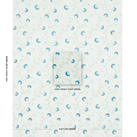 Schumacher Iyla Embroidery Mineral & Teal Fabric