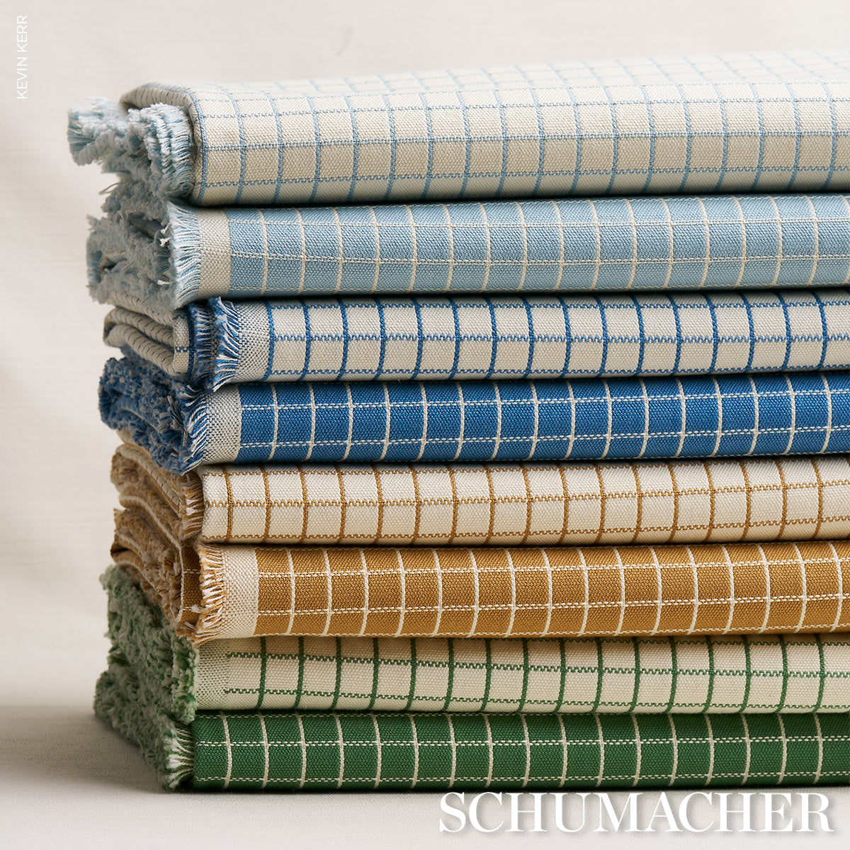 Schumacher Georgie Reversible Check Emerald Fabric