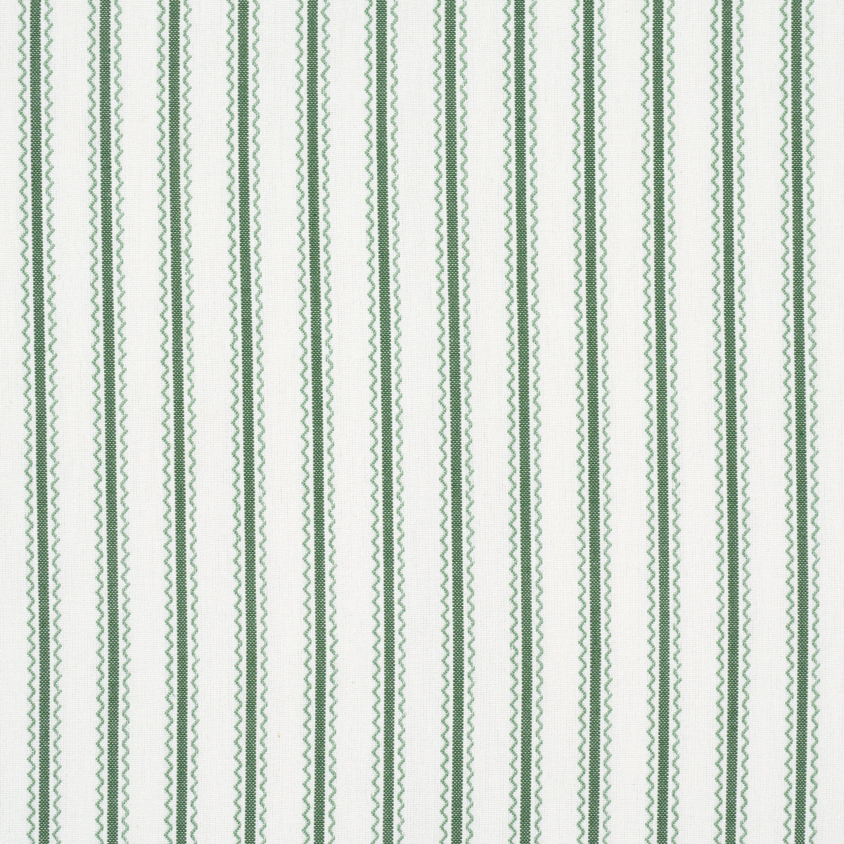 Schumacher Birdie Ticking Stripe Leaf Green Fabric