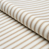 Schumacher Birdie Ticking Stripe Neutral Fabric