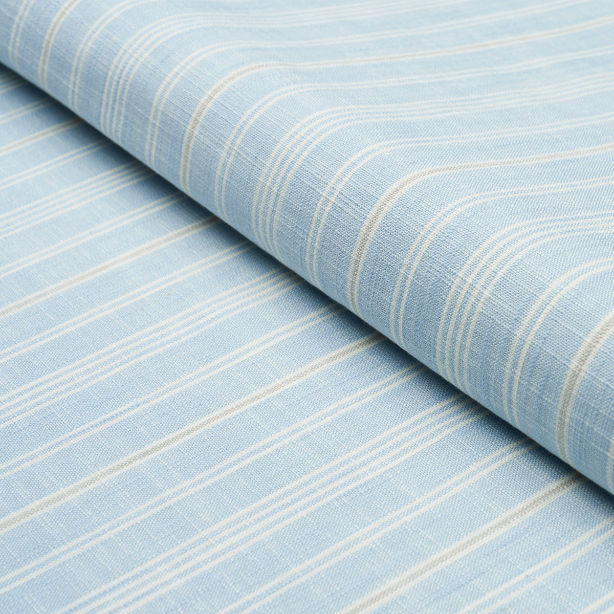 Schumacher Lucy Stripe Light Blue Fabric - Eade's Wallpaper