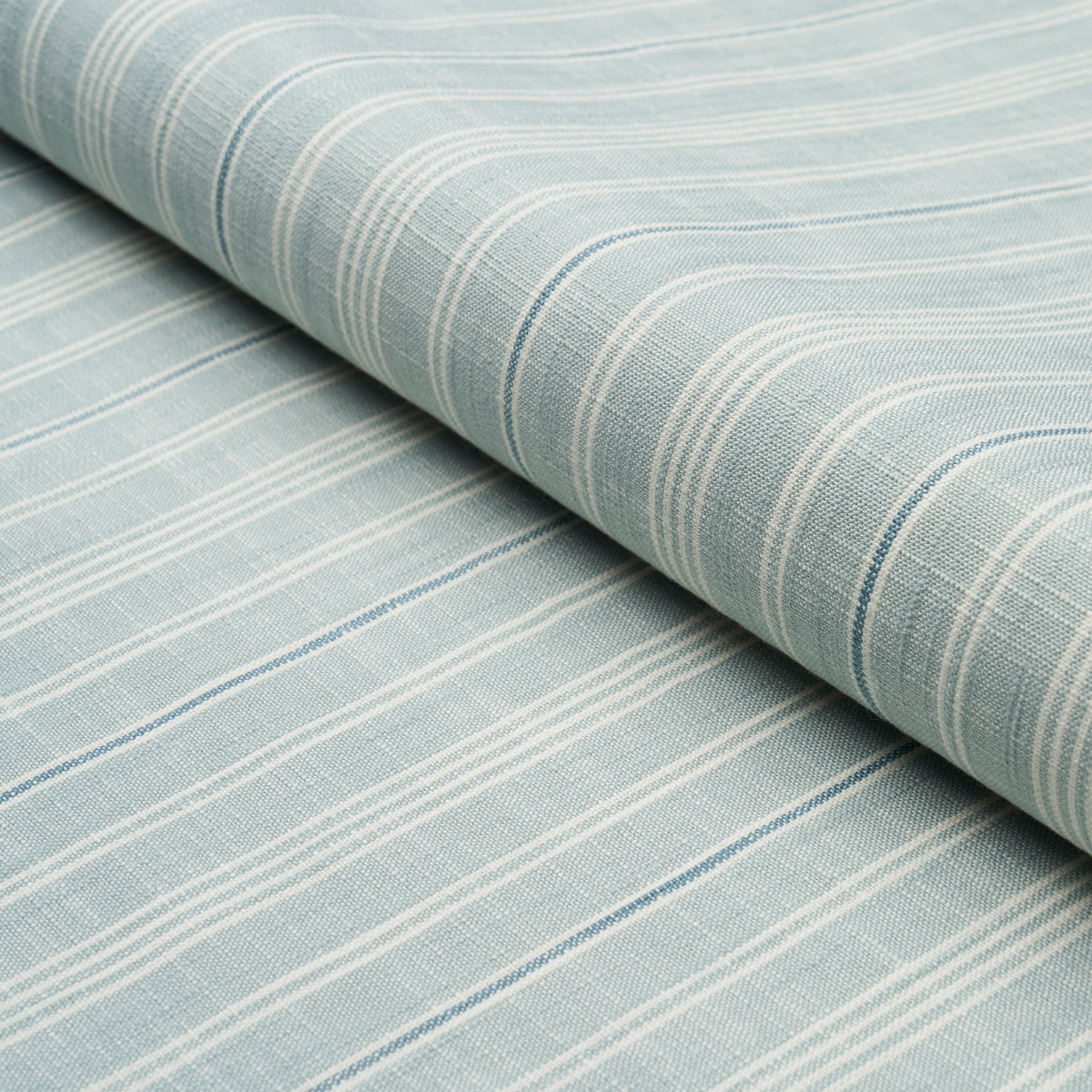 Schumacher Lucy Stripe China Blue Fabric - Eade's Wallpaper