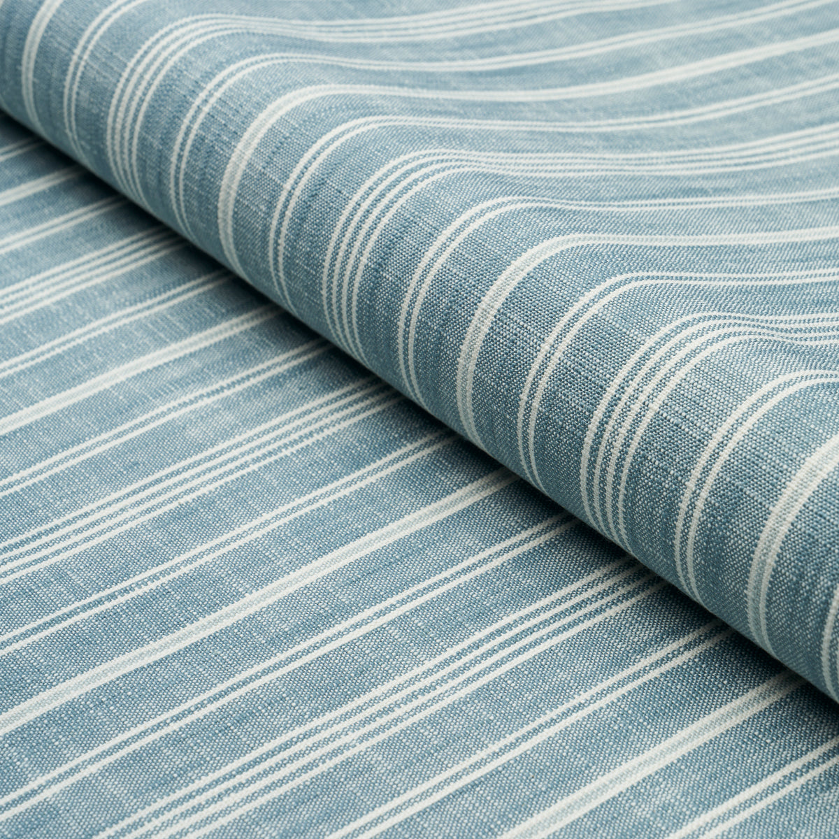 Schumacher Lucy Stripe Indigo Fabric - Eade's Wallpaper