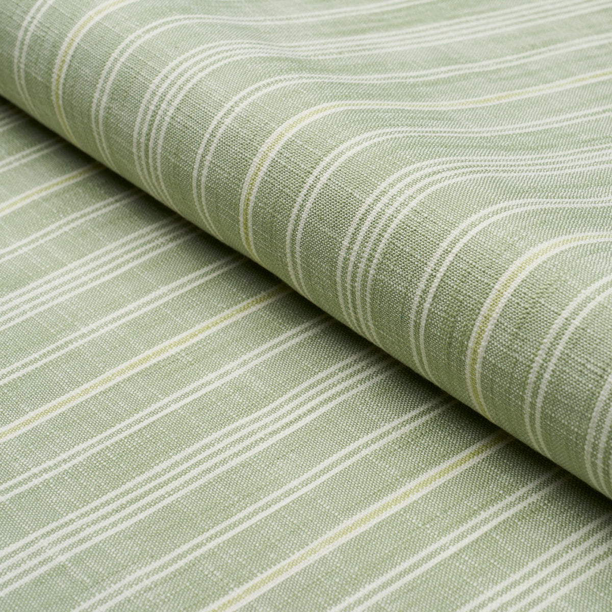 Schumacher Lucy Stripe Leaf Green Fabric - Eade's Wallpaper