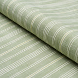Schumacher Lucy Stripe Leaf Green Fabric - Eade's Wallpaper