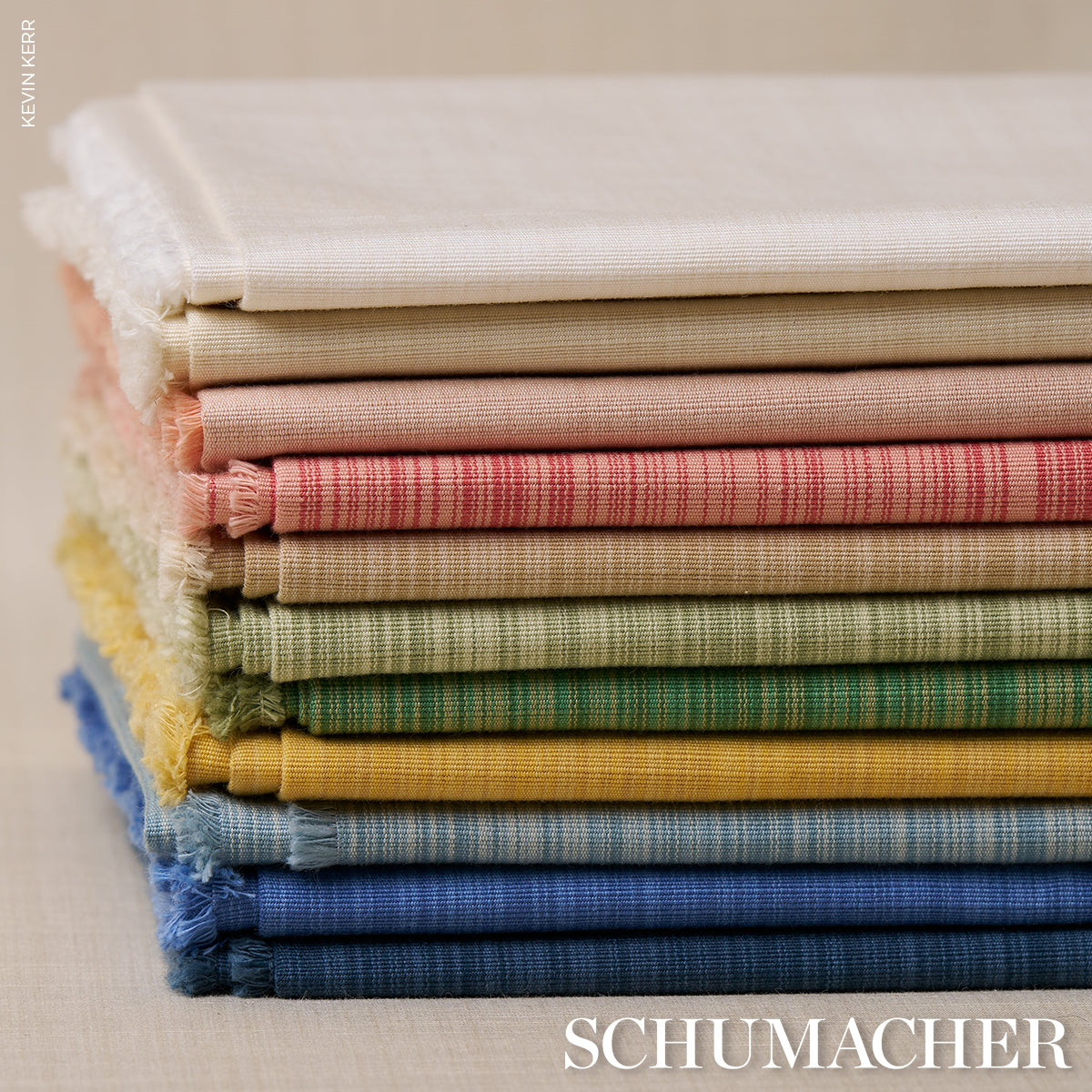Schumacher Gracie Solid Strié China Blue Fabric