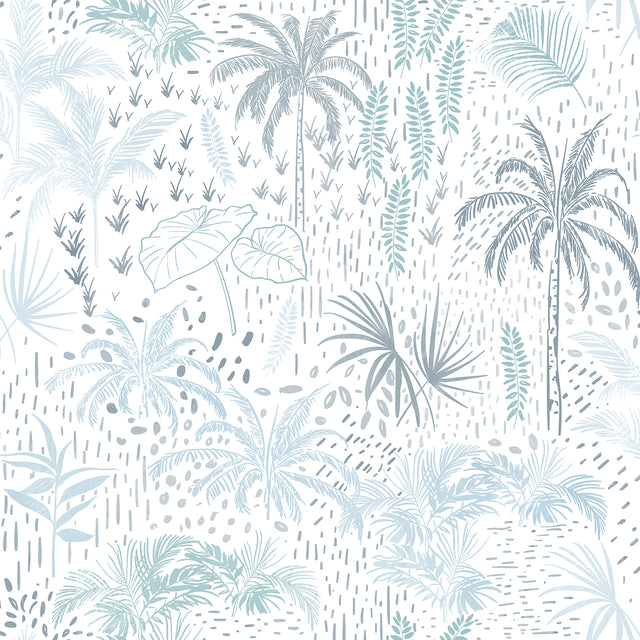 Veer Decor Etched Tropic Blue Peel and Stick Wallpaper 8375-