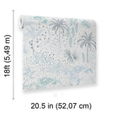 Veer Decor Etched Tropic Blue Peel and Stick Wallpaper 8375-