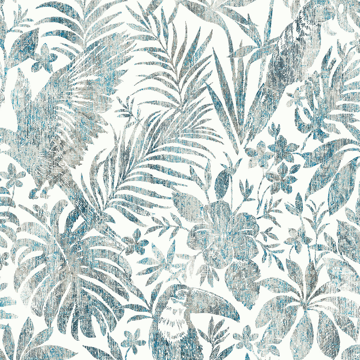 Veer Decor Birdsong Tropic Blue Peel & Stick Wallpaper 8375-