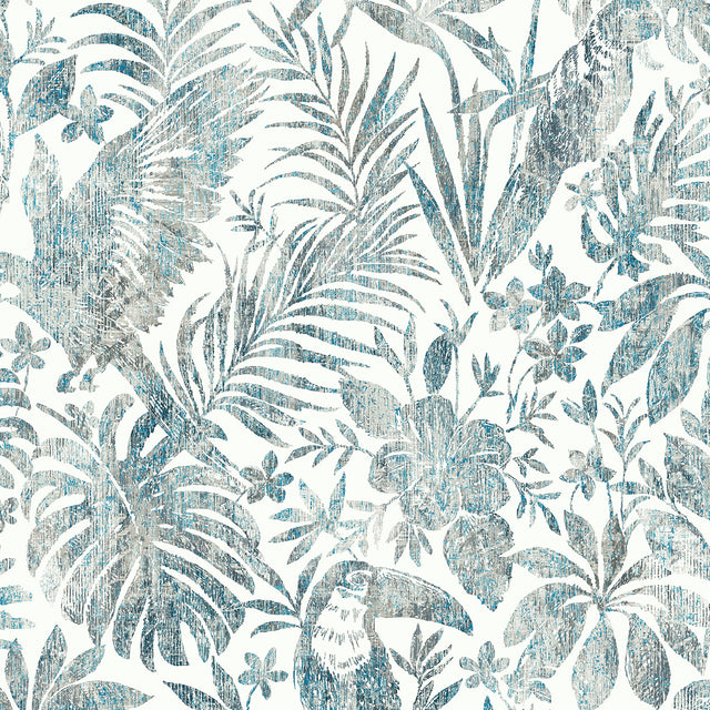 Veer Decor Birdsong Tropic Blue Peel & Stick Wallpaper 8375-