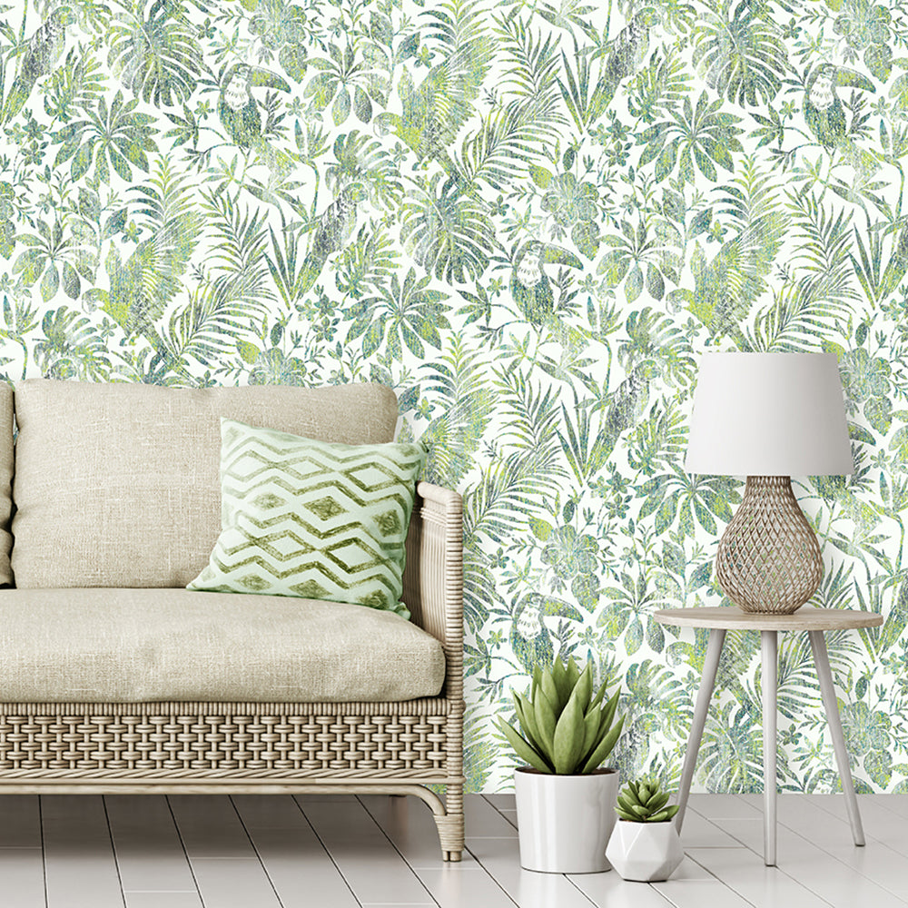 Veer Decor Birdsong Tropic Green Peel & Stick Wallpaper 8375