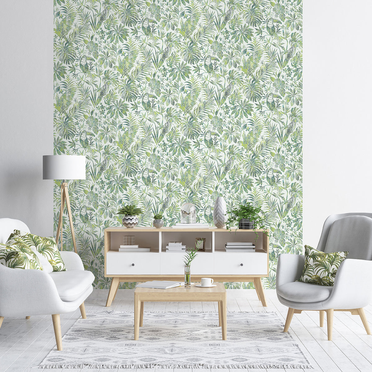 Veer Decor Birdsong Tropic Green Peel & Stick Wallpaper 8375