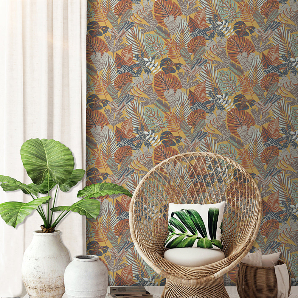 Veer Decor Jungle Canopy Gold Peel & Stick Wallpaper 8375-AC