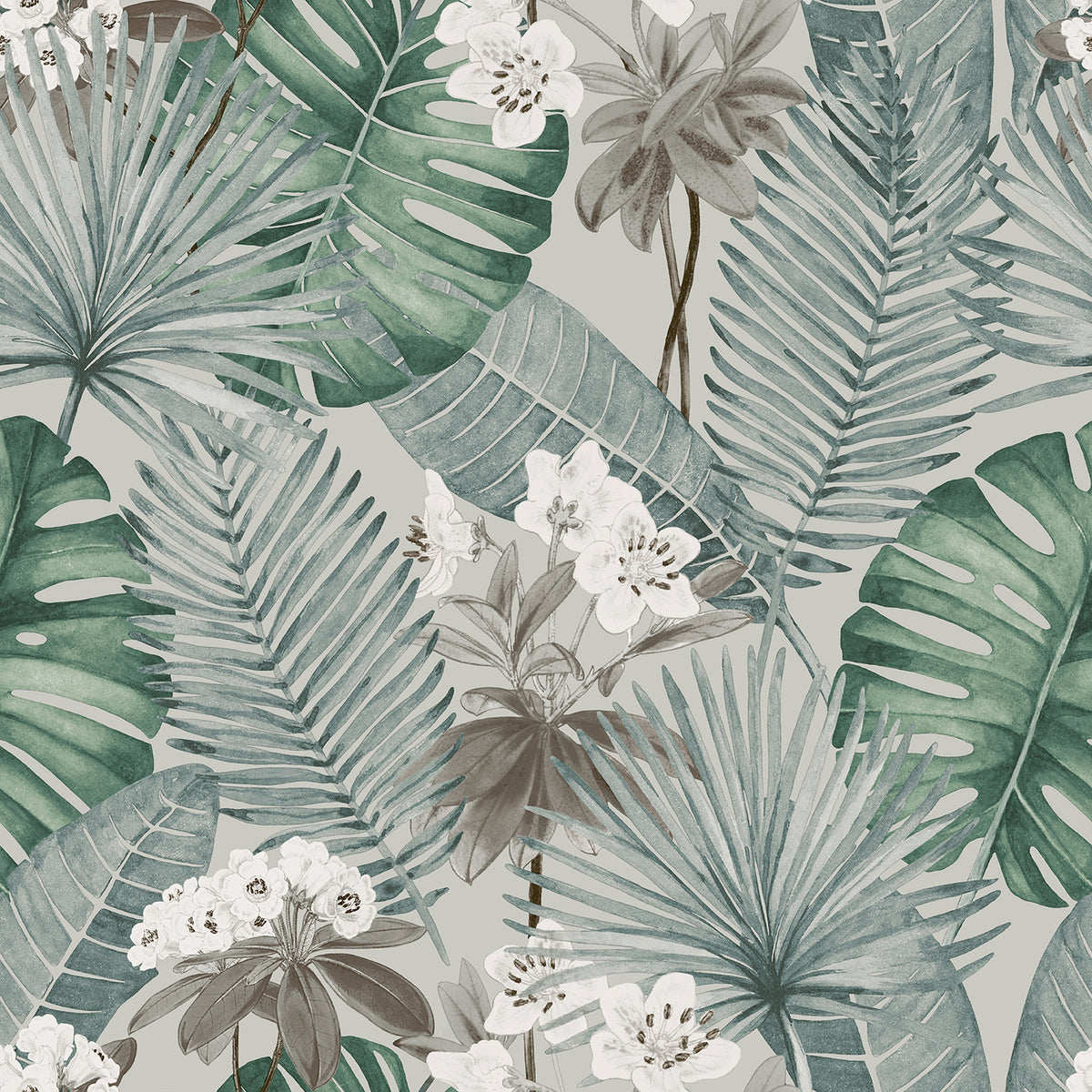 Veer Decor Island Eden Grey Peel & Stick Wallpaper 8375-AD3
