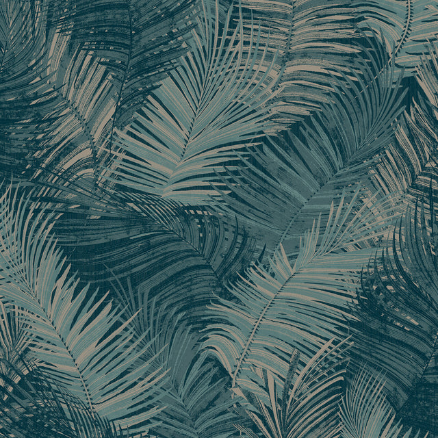 Veer Decor Palm Haven Blue Peel & Stick Wallpaper 8375-AE1