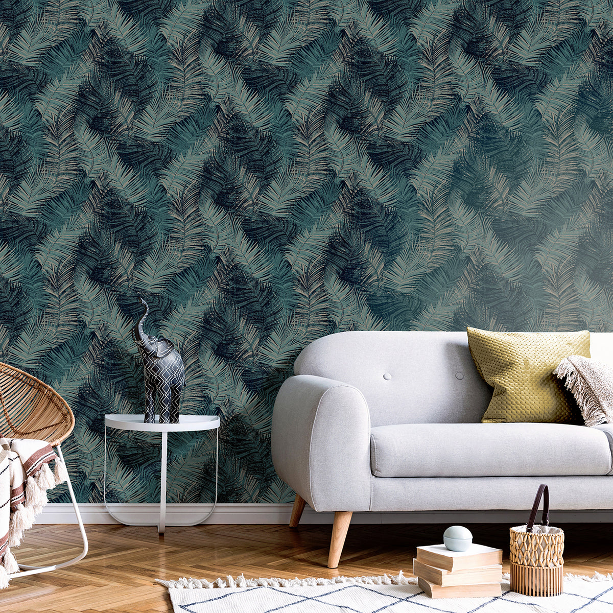 Veer Decor Palm Haven Blue Peel & Stick Wallpaper 8375-AE1
