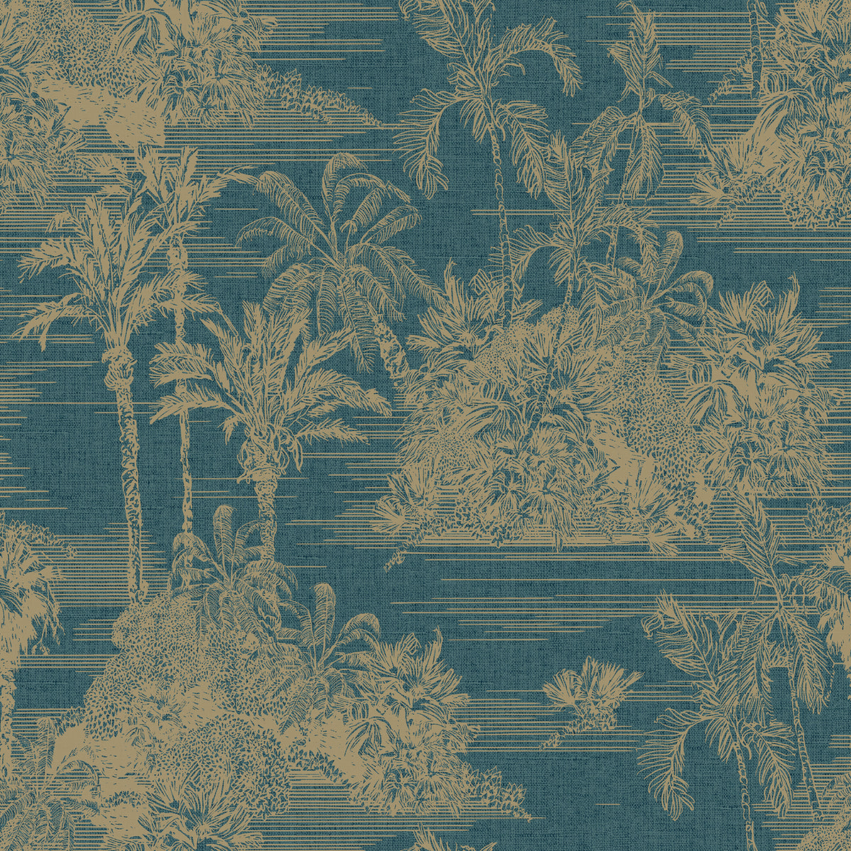 Veer Decor Tropic Archive Toile Teal Peel & Stick Wallpaper 