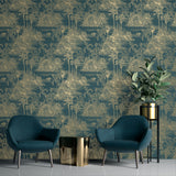 Veer Decor Tropic Archive Toile Teal Peel & Stick Wallpaper 