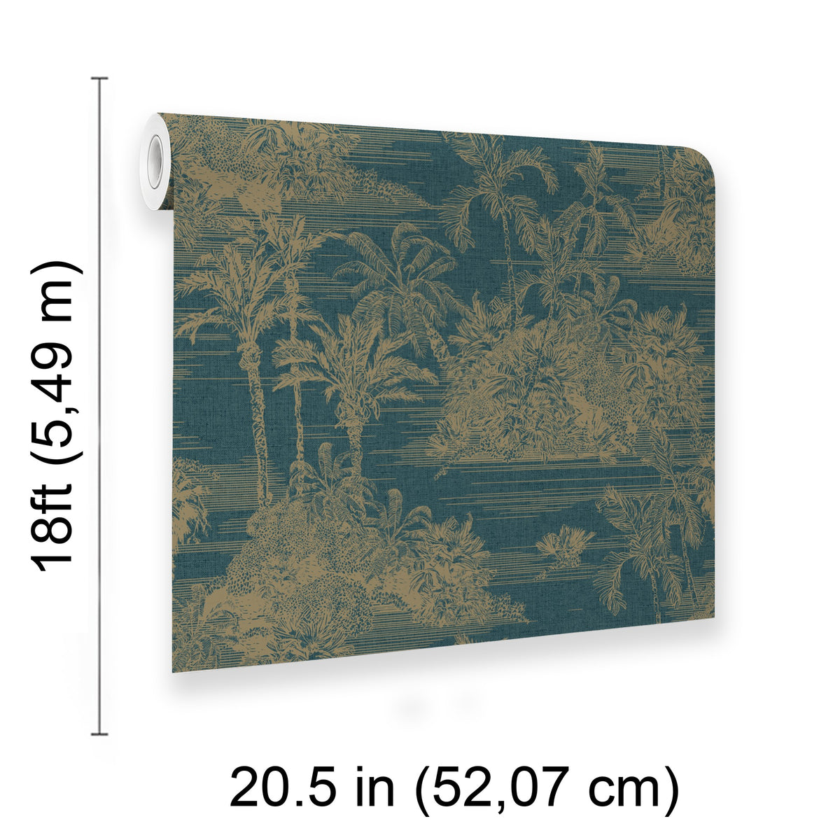 Veer Decor Tropic Archive Toile Teal Peel & Stick Wallpaper 