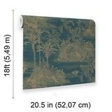 Veer Decor Tropic Archive Toile Teal Peel & Stick Wallpaper 