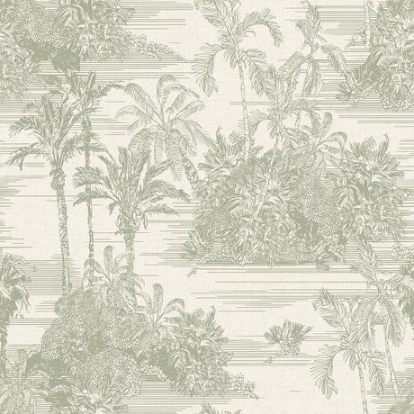 Veer Decor Tropic Archive Toile Sage Peel & Stick Wallpaper 