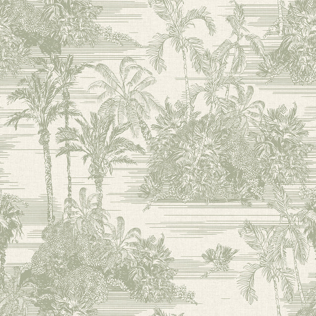 Veer Decor Tropic Archive Toile Sage Peel & Stick Wallpaper 