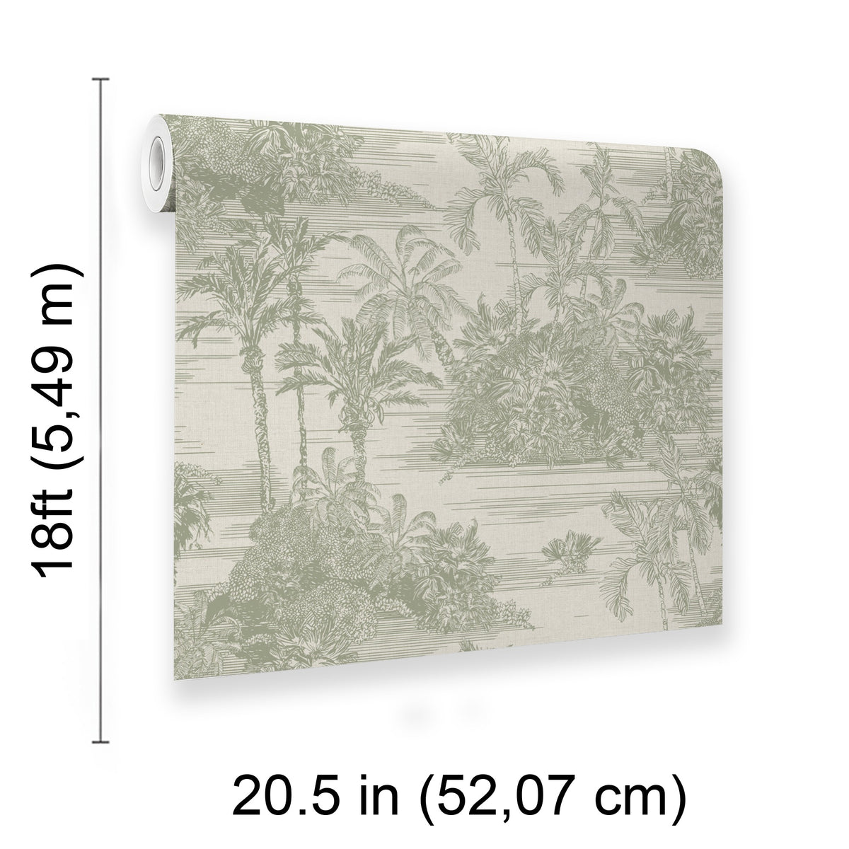 Veer Decor Tropic Archive Toile Sage Peel & Stick Wallpaper 