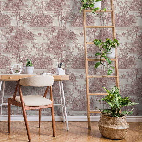 Veer Decor Tropic Archive Toile Red Peel & Stick Wallpaper 8