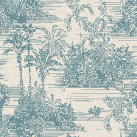 Veer Decor Tropic Archive Toile Blue Peel & Stick Wallpaper 