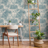 Veer Decor Tropic Archive Toile Blue Peel & Stick Wallpaper 
